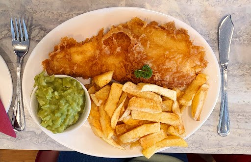 A generous plate of fish and chips